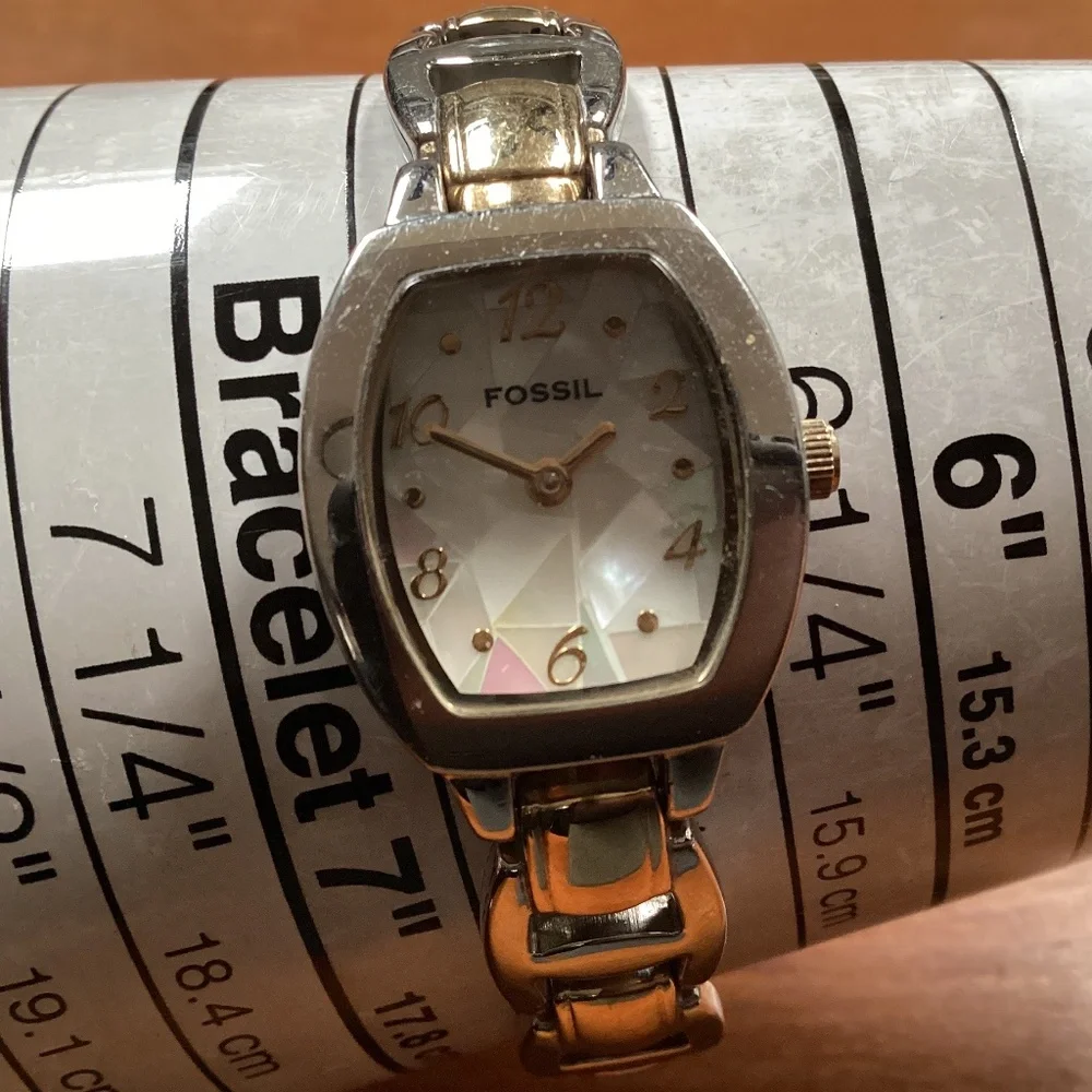 Fossil Women’s Watch ES 1427 MOP Mosaic Silver Gold-tone 20 mm